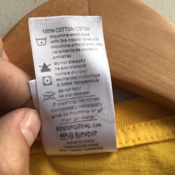 YELLOW RIPNDIP “Stuffed Gold Pocket T-Shirt” size Medium - Picture 9 of 9